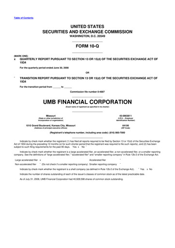 Thumbnail UMB Financial 10-Q Quarterly Report FY 