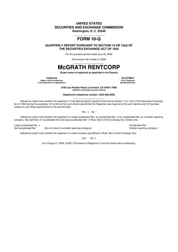 Miniature McGrath RentCorp
 10-Q Rapport trimestriel  