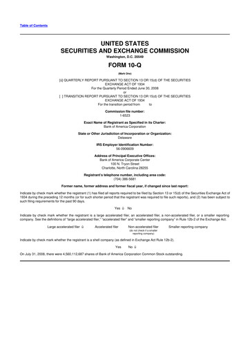 Thumbnail Bank of America  10-Q Quarterly Report FY 