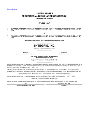 Vorschaubild Entegris 10-Q Quartalsbericht  