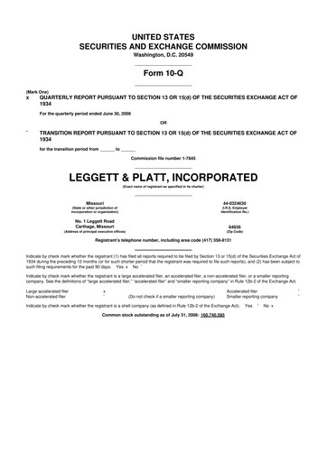 Miniature Leggett & Platt

 10-Q Rapport trimestriel  