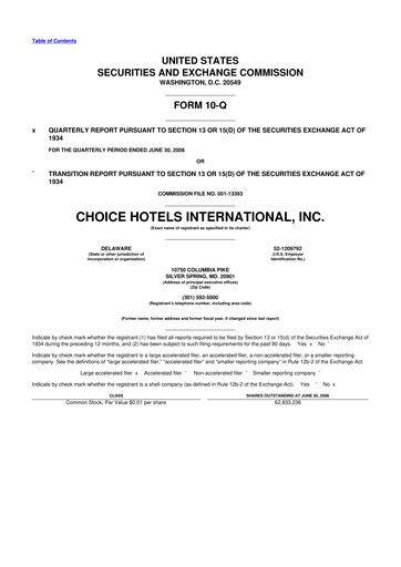Thumbnail Choice Hotels International 10-Q Quarterly Report FY 