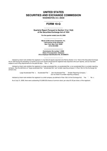 Thumbnail Marsh & McLennan Companies 10-Q Quarterly Report FY 