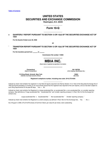 Thumbnail MBIA 10-Q Quarterly Report FY 