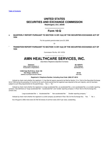 Thumbnail AMN Healthcare Services 10-Q Quarterly Report FY 