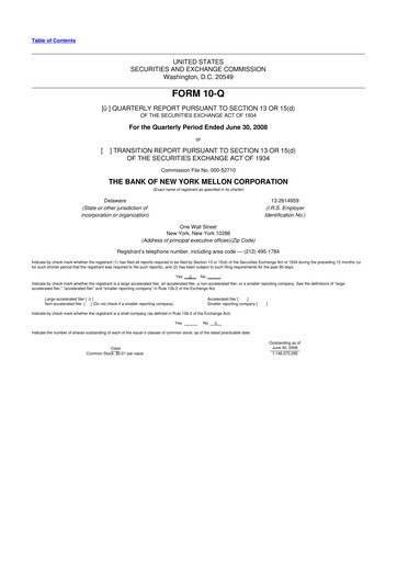 Thumbnail BNY Mellon (Bank of New York Mellon) 10-Q Quarterly Report FY 