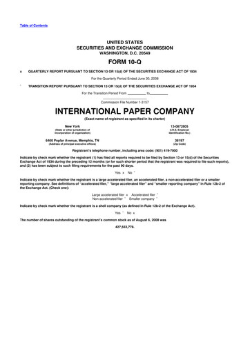 Thumbnail International Paper
 10-Q Quarterly Report FY 
