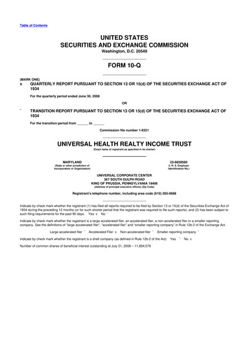 Thumbnail Universal Health Realty Income Trust 10-Q Quarterly Report FY 