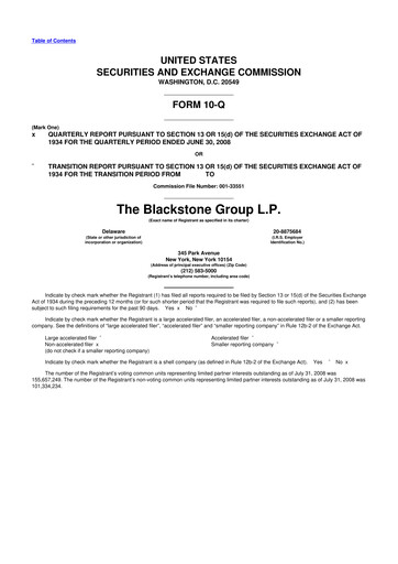 Thumbnail Blackstone Group 10-Q Quarterly Report FY 