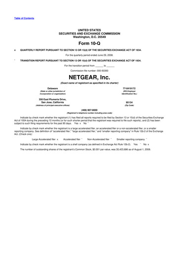 Thumbnail NETGEAR 10-Q Quarterly Report FY 