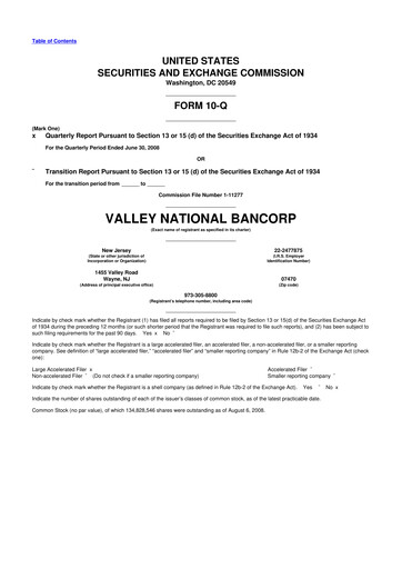 Vorschaubild Valley Bank 10-Q Quartalsbericht  