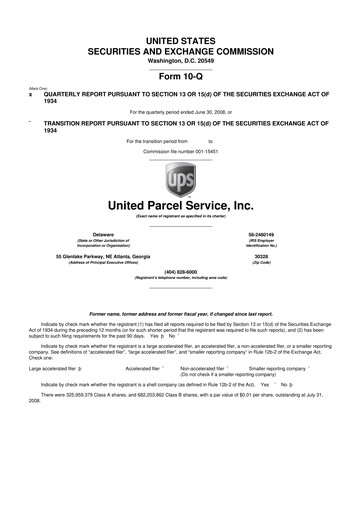 Thumbnail United Parcel Service 10-Q Quarterly Report FY 
