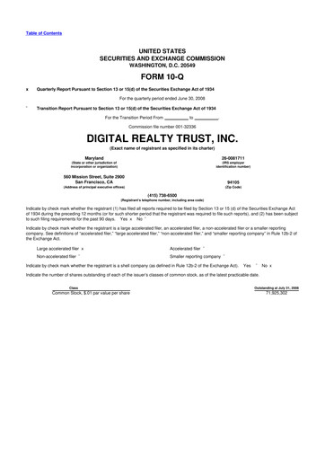 Thumbnail Digital Realty 10-Q Quarterly Report FY 
