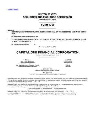 Thumbnail Capital One 10-Q Quarterly Report FY 