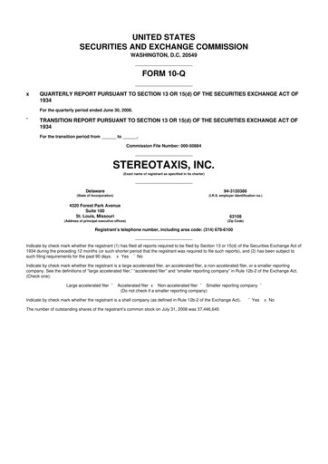 Thumbnail Stereotaxis 10-Q Quarterly Report FY 