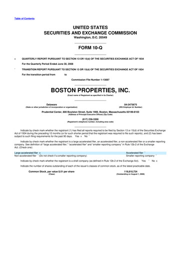 Thumbnail BXP, Inc.
 10-Q Quarterly Report FY 