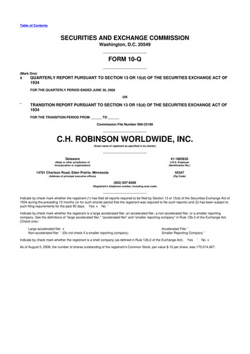 Thumbnail C. H. Robinson 10-Q Quarterly Report FY 