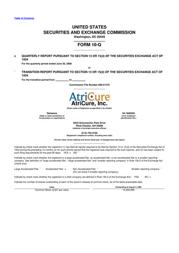 Miniature AtriCure 10-Q Rapport trimestriel  