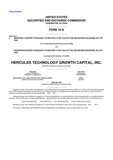 Thumbnail Hercules Capital
 10-Q Quarterly Report FY 