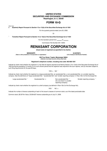 Thumbnail Renasant Corp 10-Q Quarterly Report FY 