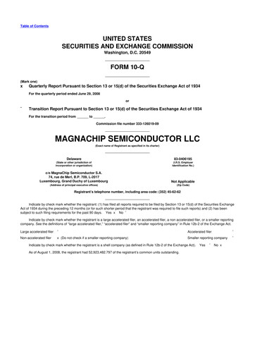 Miniature Magnachip Semiconductor 10-Q Rapport trimestriel  