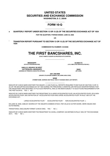 Miniature The First Bancshares 10-Q Rapport trimestriel  