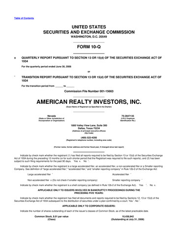 Thumbnail American Realty Investors 10-Q Quarterly Report FY 