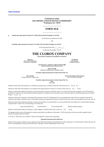 Thumbnail Clorox 10-K Annual Report 