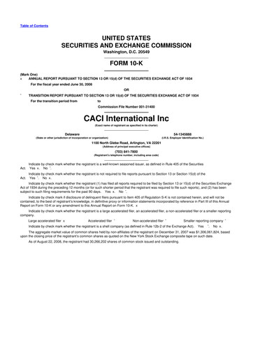 Thumbnail CACI International Inc 10-K Annual Report 