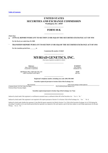 Thumbnail Myriad Genetics 10-K Annual Report 