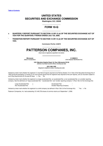 Miniature Patterson Companies
 10-Q Rapport trimestriel  