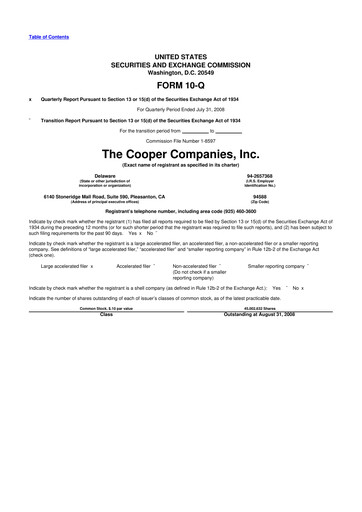 Thumbnail Cooper Companies 10-Q Quarterly Report FY 