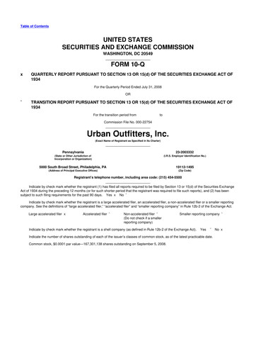 Thumbnail Urban Outfitters
 10-Q Quarterly Report FY 