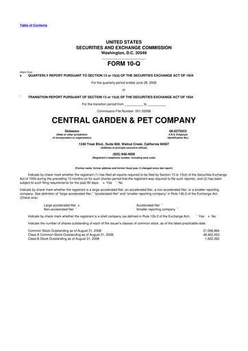 Vorschaubild Central Garden & Pet 10-Q Quartalsbericht  