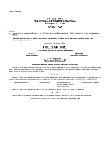 Thumbnail Gap Inc.
 10-Q Quarterly Report FY 