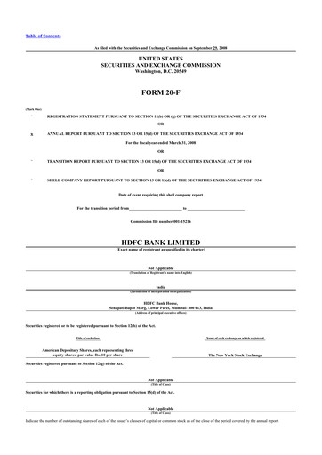 Miniature HDFC Bank 20-F Rapport annuel 