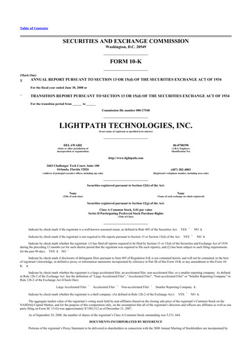 Thumbnail LightPath Technologies 10-K Annual Report 