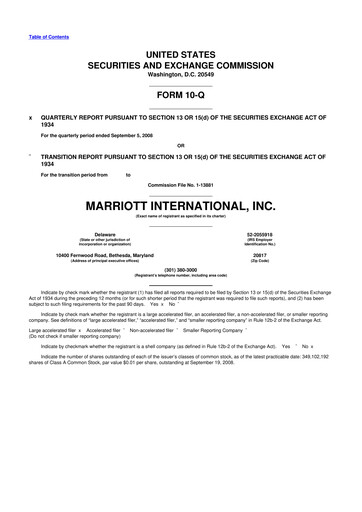 Thumbnail Marriott International 10-Q Quarterly Report FY 