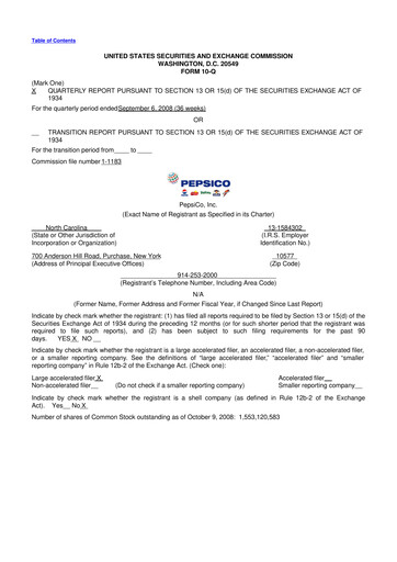 Thumbnail Pepsico 10-Q Quarterly Report FY 