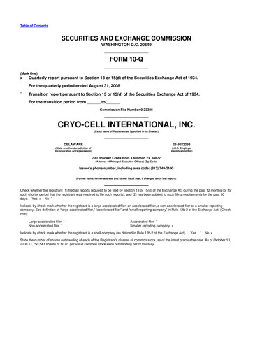 Thumbnail Cryo-Cell International 10-Q Quarterly Report FY 