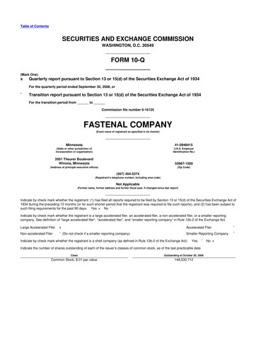Thumbnail Fastenal 10-Q Quarterly Report FY 