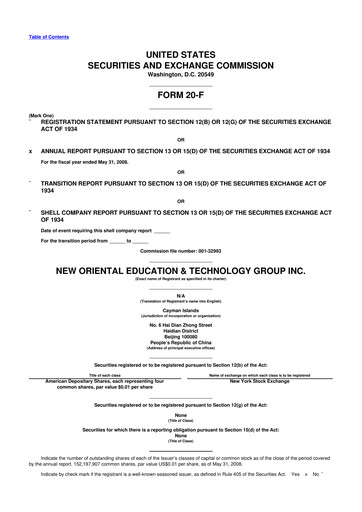 Thumbnail New Oriental 20-F Annual Report 