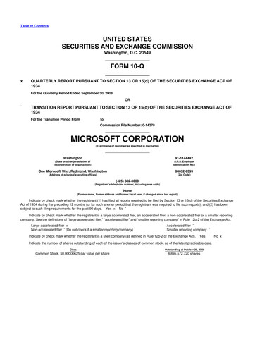 Thumbnail Microsoft 10-Q Quarterly Report FY 