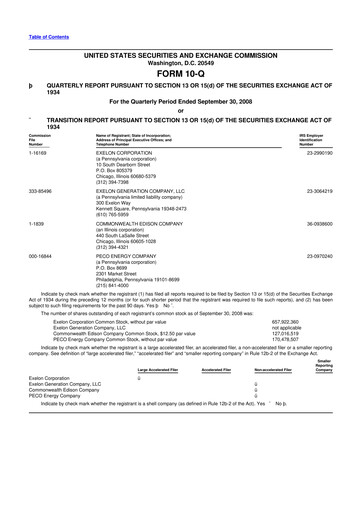 Thumbnail Exelon Corporation 10-Q Quarterly Report FY 