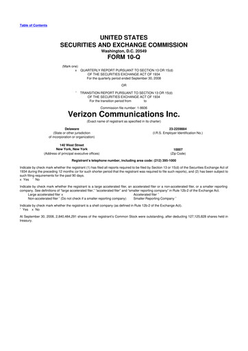 Vorschaubild Verizon 10-Q Quartalsbericht  