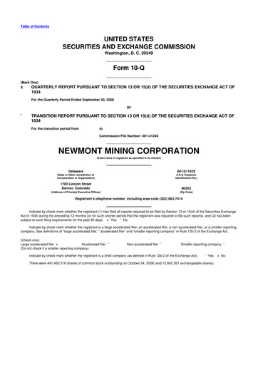 Thumbnail Newmont 10-Q Quarterly Report FY 