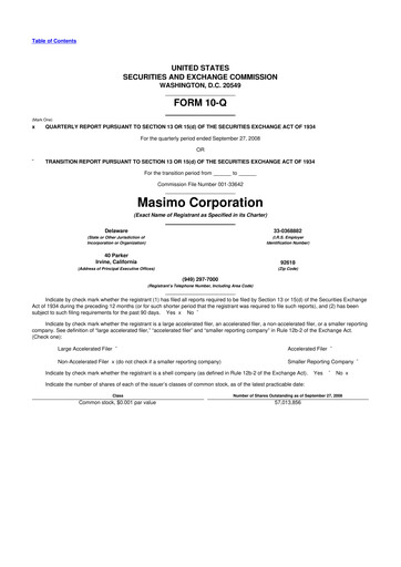 Thumbnail Masimo 10-Q Quarterly Report FY 