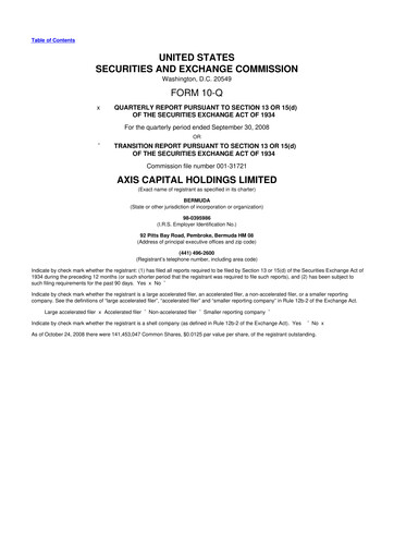 Vorschaubild AXIS Capital
 10-Q Quartalsbericht  