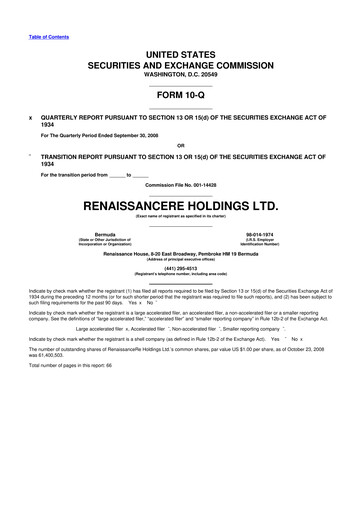 Vorschaubild RenaissanceRe
 10-Q Quartalsbericht  
