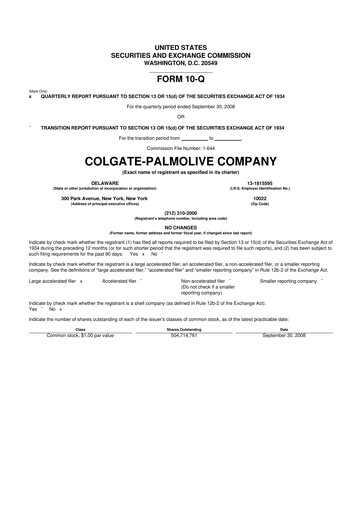 Thumbnail Colgate-Palmolive 10-Q Quarterly Report FY 